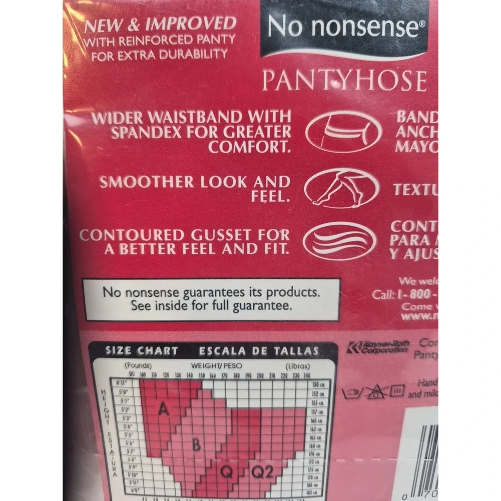 No Nonsense Regular Pantyhose Tan‎ Reinforced Toe 009 Size B NOS